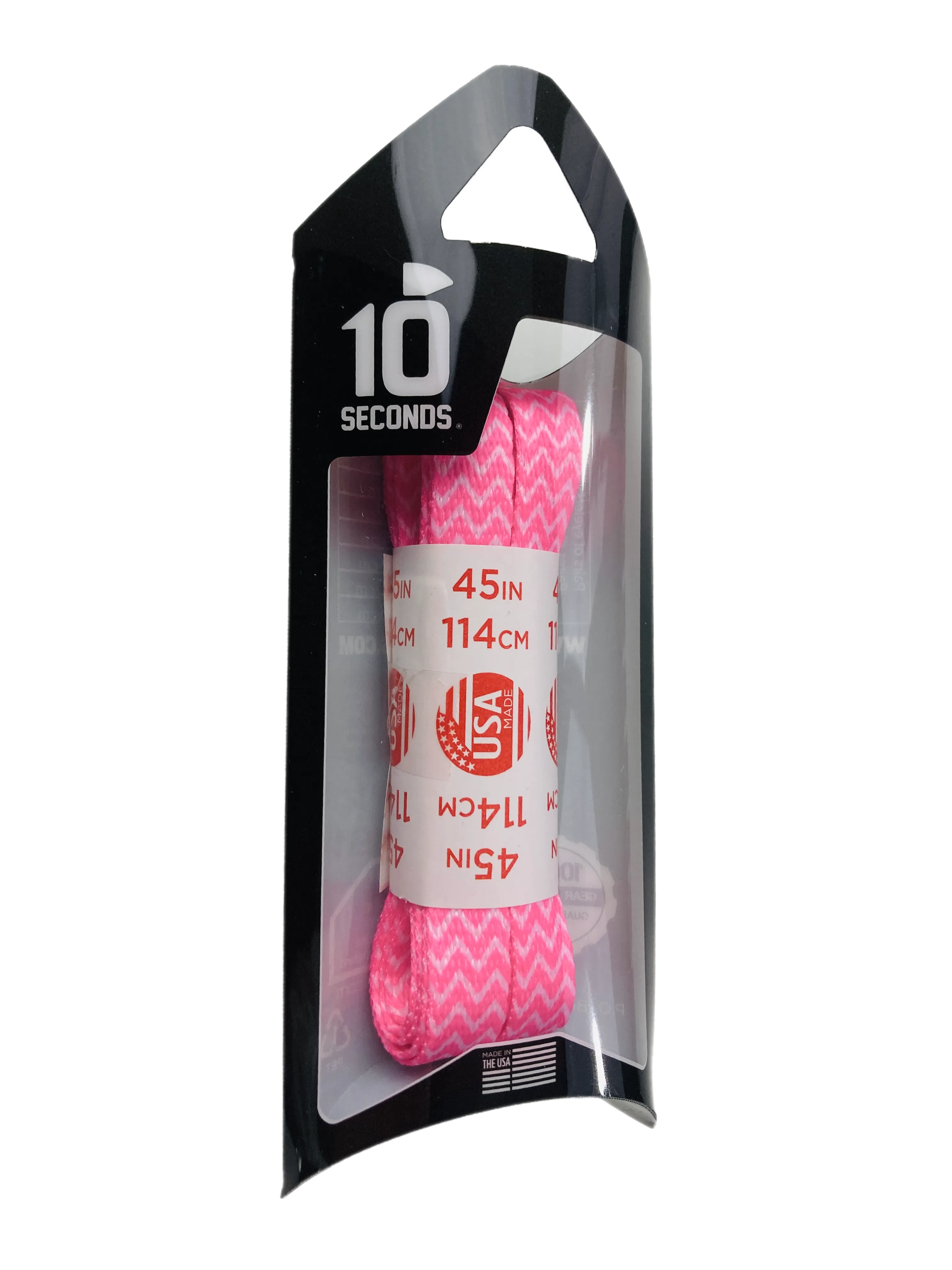 10 Seconds ® Athletic Printed Flat Laces | White/Pink Chevron