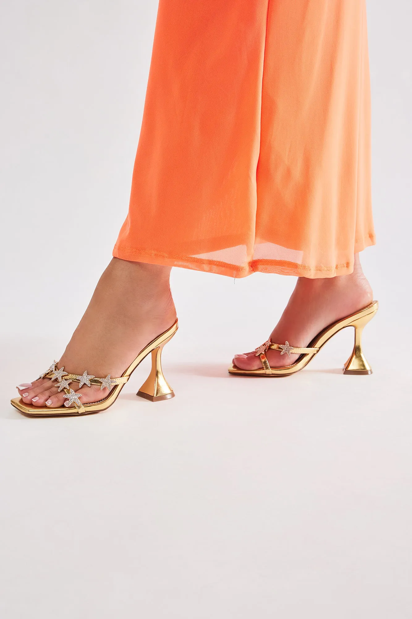 Above The Stars Heeled Sandals - Gold