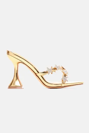 Above The Stars Heeled Sandals - Gold