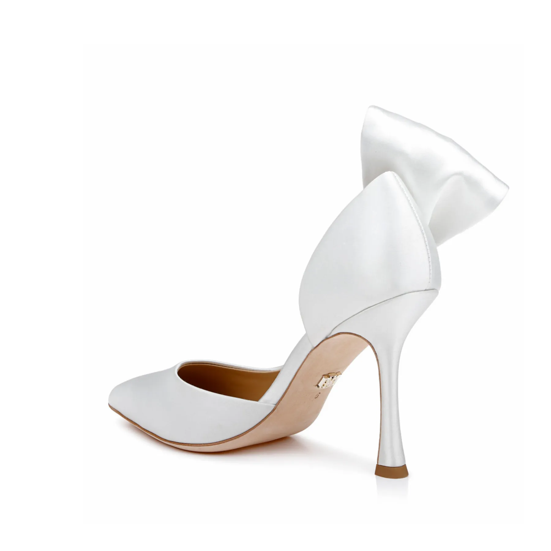 Alejandra - Bow Satin Pointed Toe High Heels - White