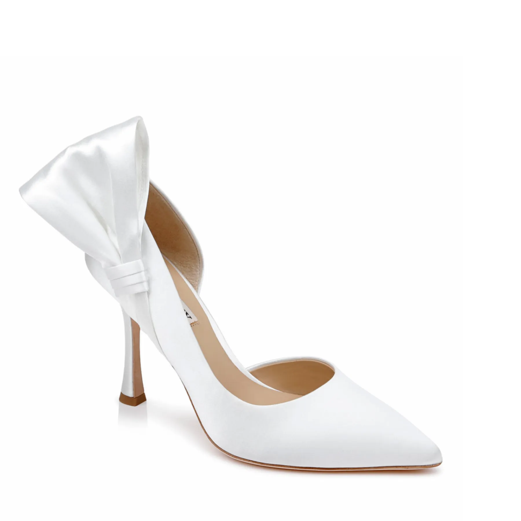 Alejandra - Bow Satin Pointed Toe High Heels - White