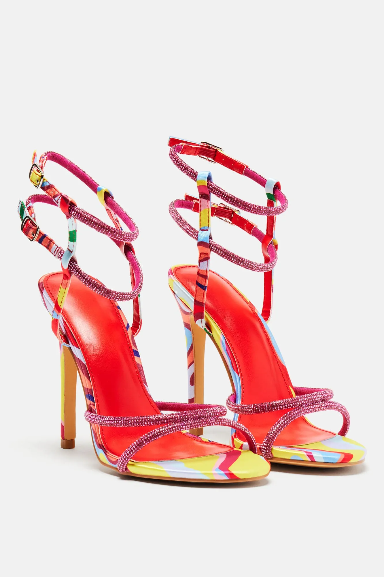 All Day All Night Heeled Sandals - Red/combo