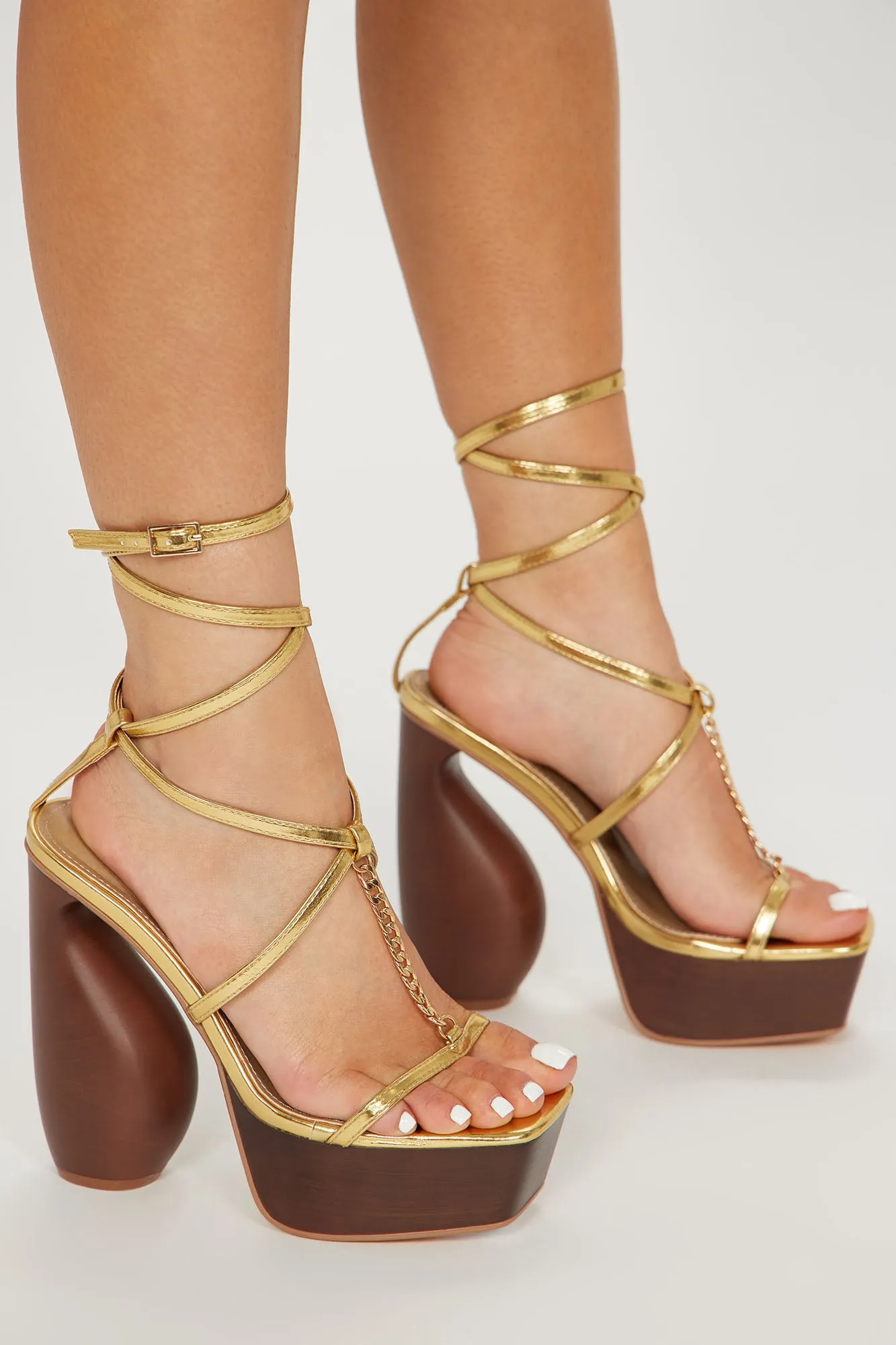 Always Confident Strappy Heeled Sandals - Gold