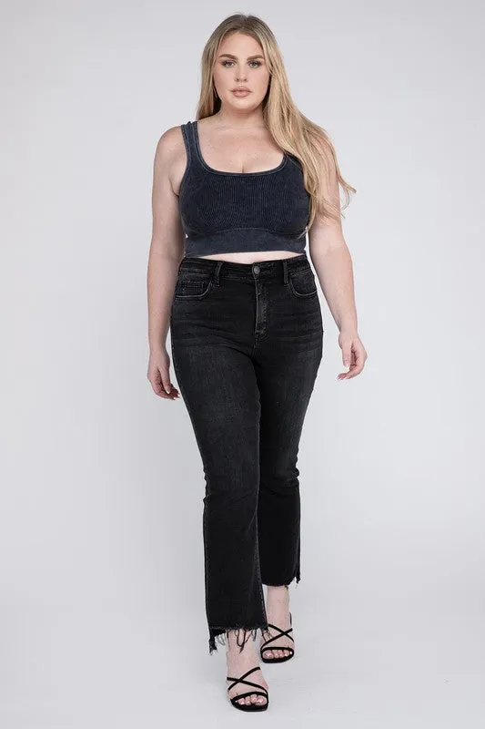 Alyssa Plus Size High Rise Crop Flare Jeans