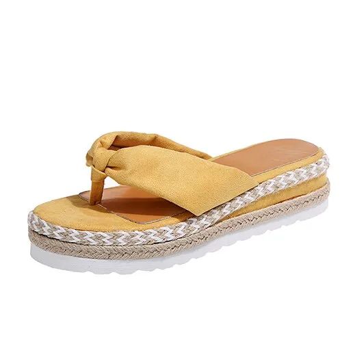 Amozae-Back  To School Outfit   2024 Women Platform Flat Slippers Flip Flops Female Hemp Casual Summer Beach Slides Ladies Fashion Comfort Footwear Plus Size