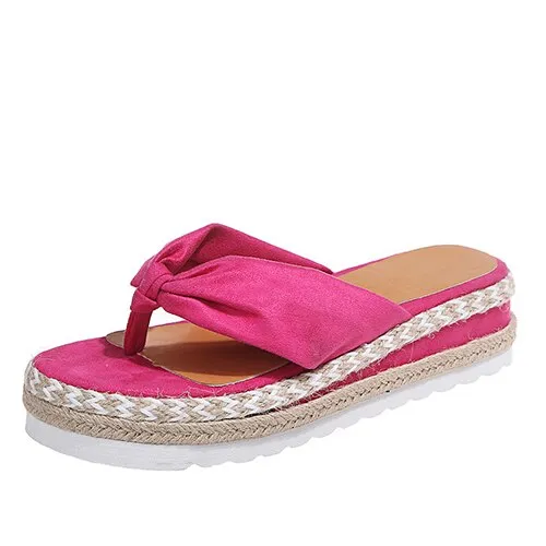 Amozae-Back  To School Outfit   2024 Women Platform Flat Slippers Flip Flops Female Hemp Casual Summer Beach Slides Ladies Fashion Comfort Footwear Plus Size