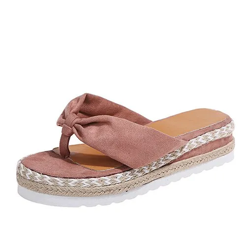 Amozae-Back  To School Outfit   2024 Women Platform Flat Slippers Flip Flops Female Hemp Casual Summer Beach Slides Ladies Fashion Comfort Footwear Plus Size