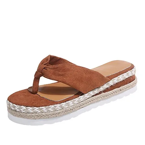 Amozae-Back  To School Outfit   2024 Women Platform Flat Slippers Flip Flops Female Hemp Casual Summer Beach Slides Ladies Fashion Comfort Footwear Plus Size