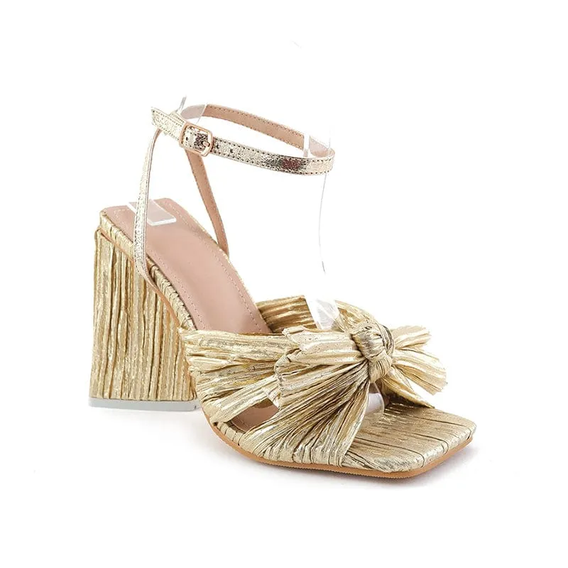 Amozae-Bow Decor Heeled Sandals