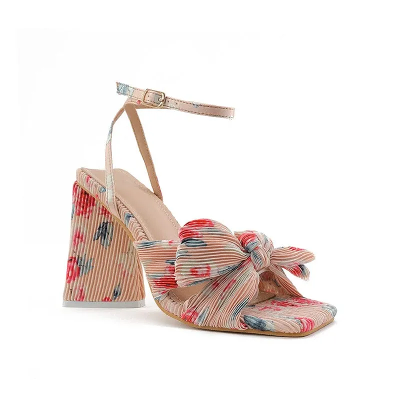 Amozae-Bow Decor Heeled Sandals