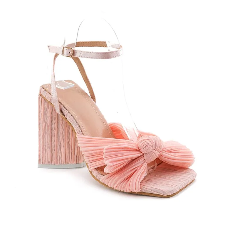 Amozae-Bow Decor Heeled Sandals