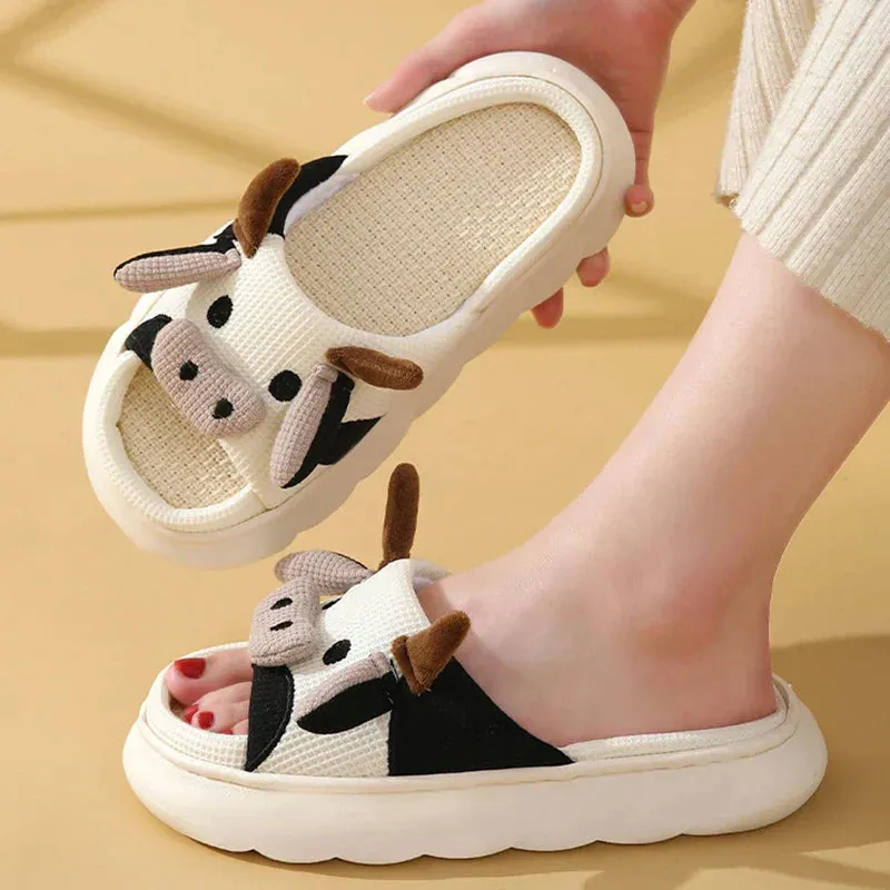 AMOZAE- - Cute Milk Cow Cotton Slippers