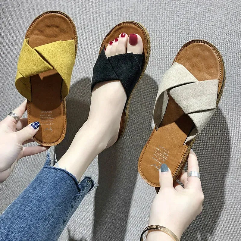 AMOZAE-- Designer Flat-heeled Sandals for Women