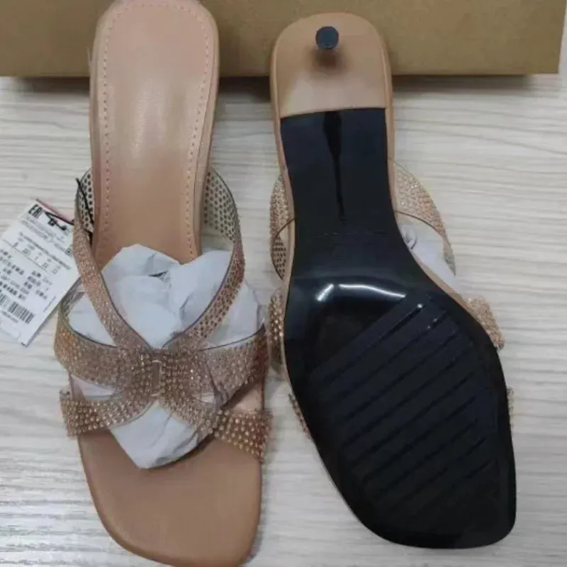 AMOZAE-- Designer High Heeled Sandals with Square Head