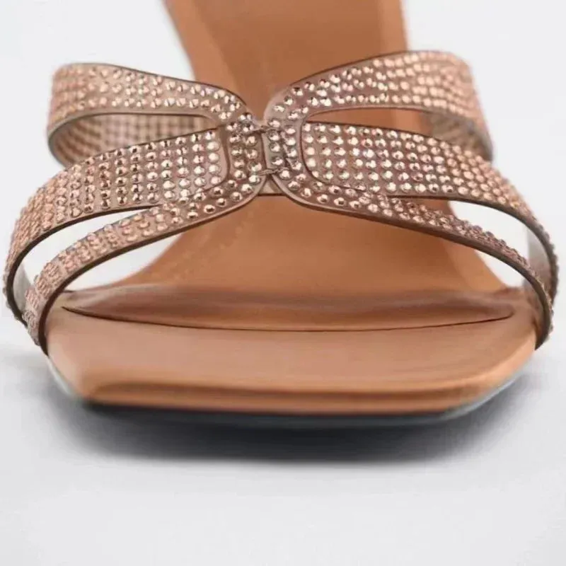 AMOZAE-- Designer High Heeled Sandals with Square Head