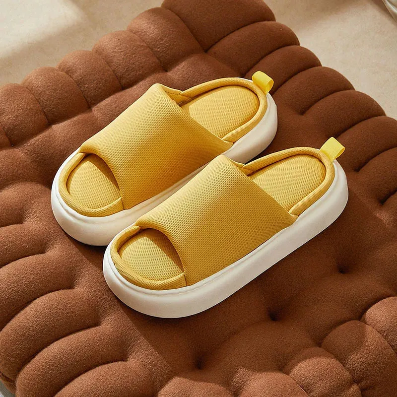 AMOZAE- -  Open Toe Linen House Slippers