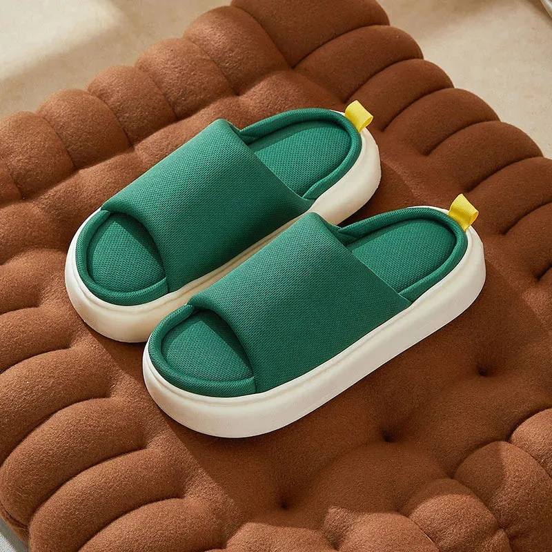 AMOZAE- -  Open Toe Linen House Slippers