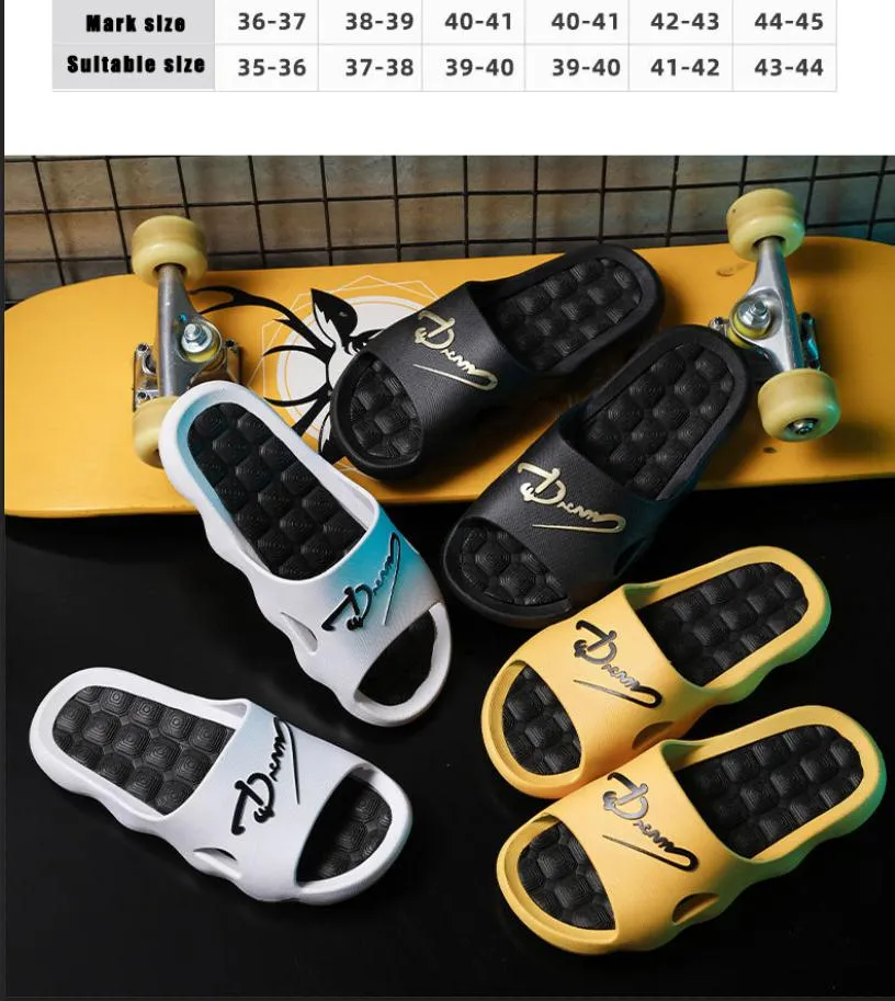 Amozae-Rarove Summer Non-slip Bathroom Slides Flops Couples Unisex Platform Slippers Home Men Slippers Simple Solid Color Shoes