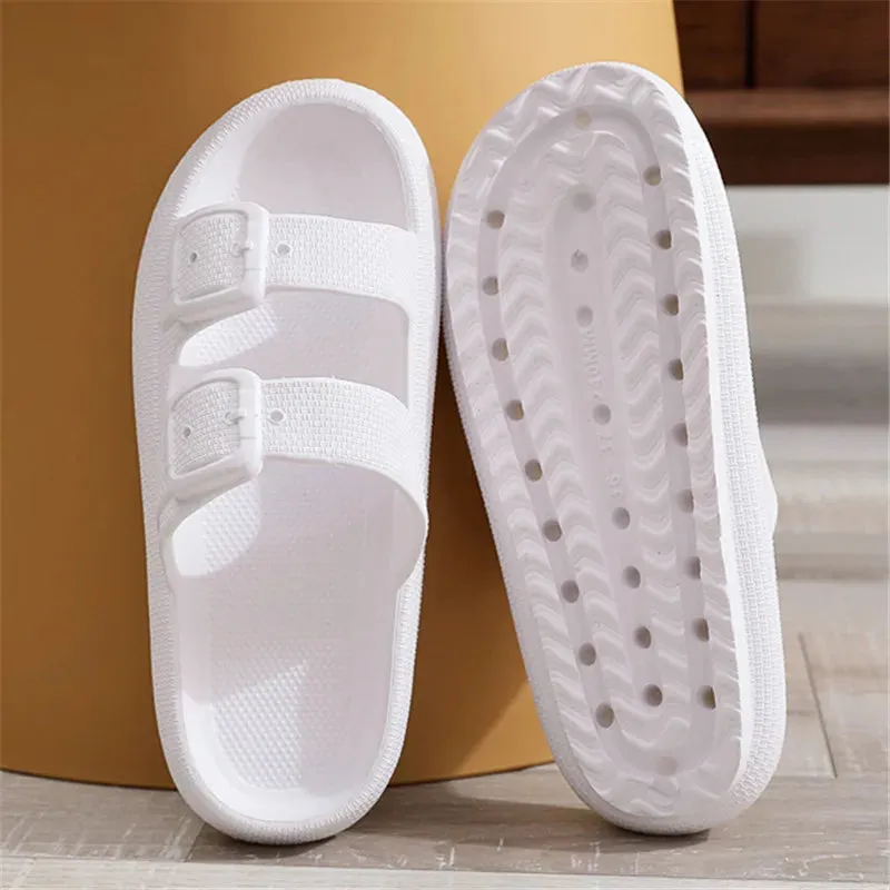 AMOZAE- - Rimocy Buckle Platform Slippers