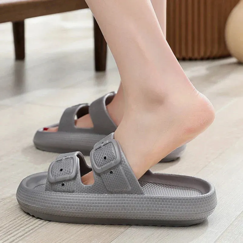 AMOZAE- - Rimocy Buckle Platform Slippers