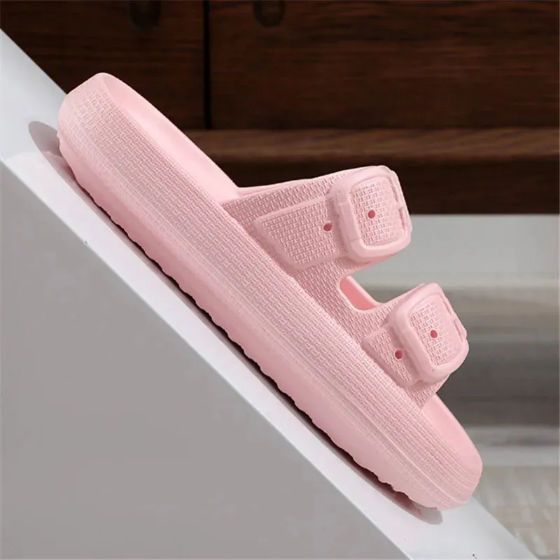 AMOZAE- - Rimocy Buckle Platform Slippers