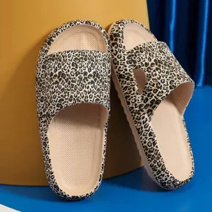 AMOZAE- - Rimocy Leopard Platform Slippers Soft Sole Slide Sandals