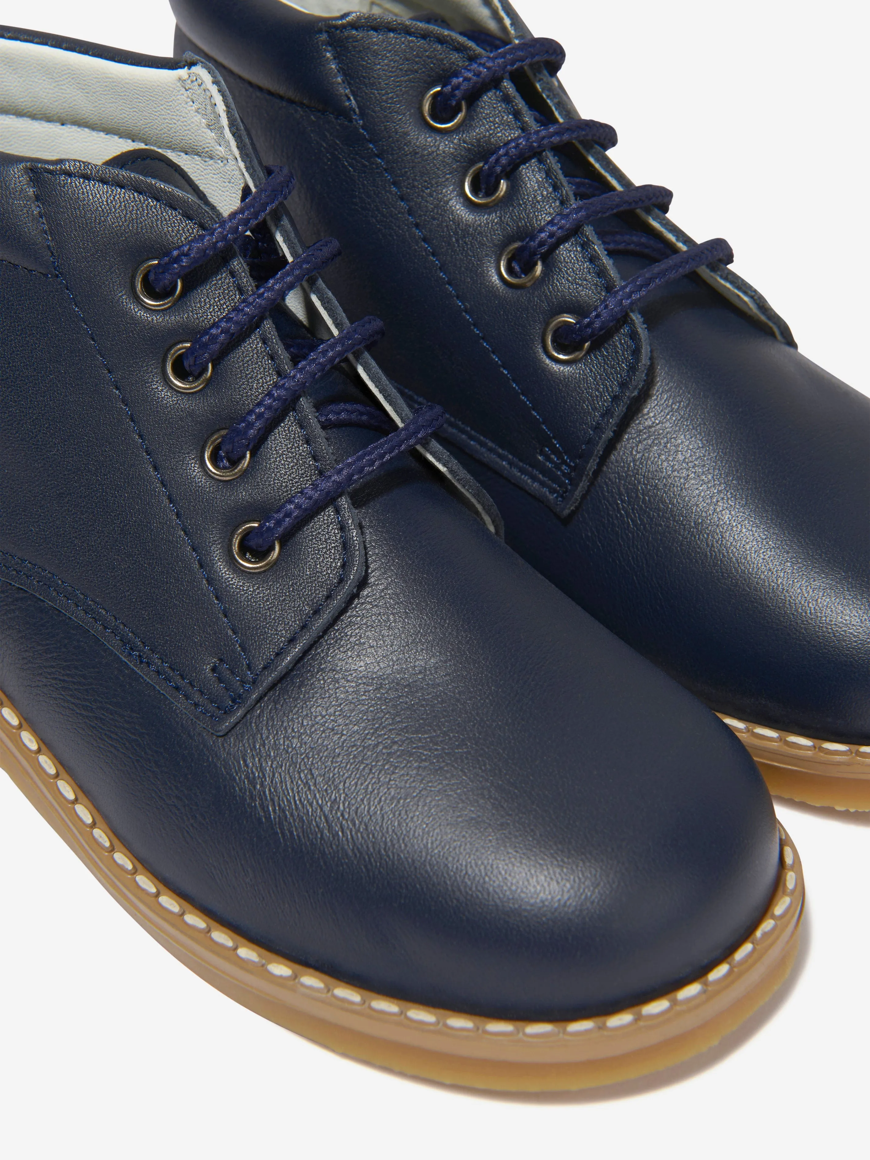 Andanines Boys Lace Up Boots in Navy