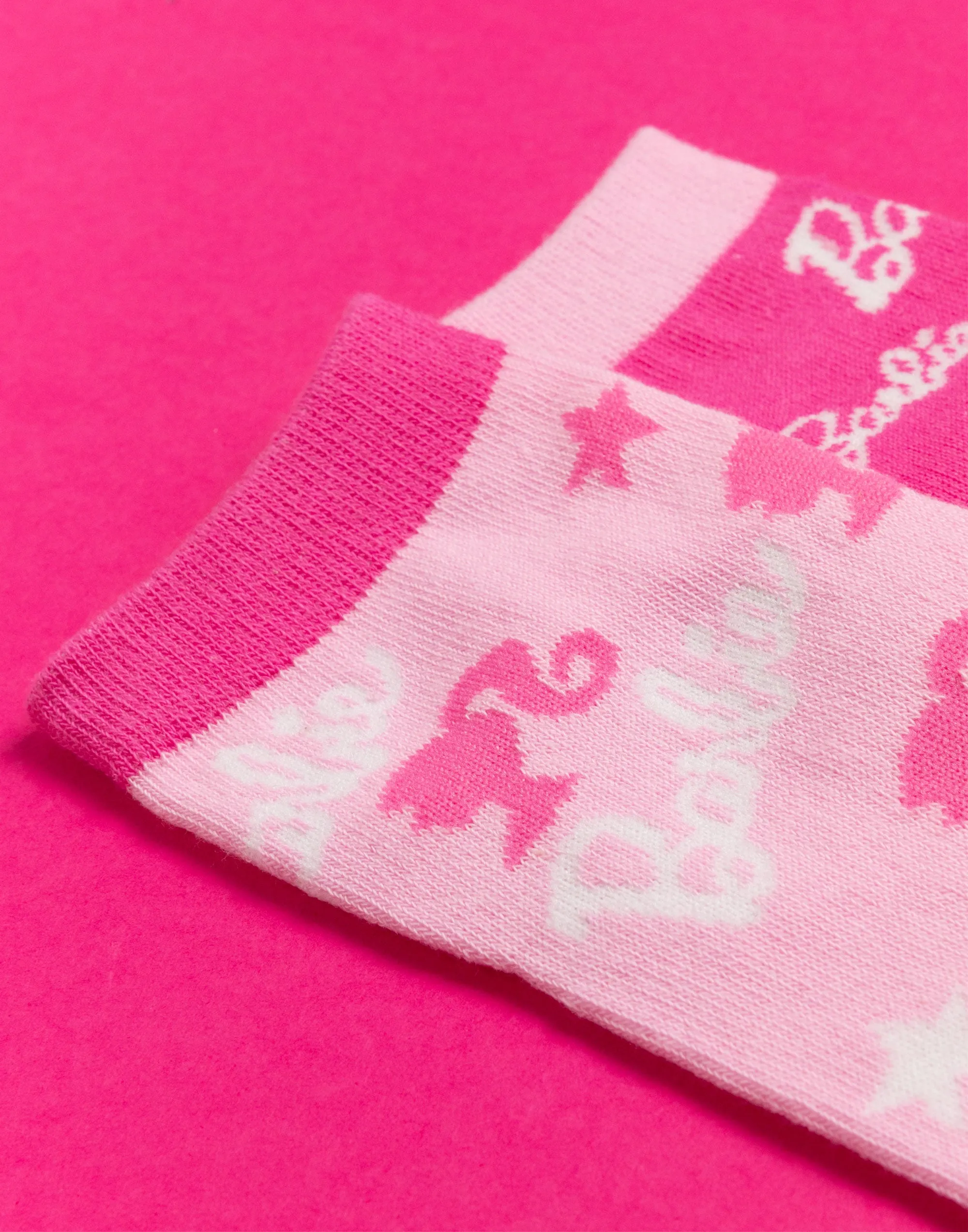 Barbie Stripe Logo Star Girls Multicoloured Calf Socks Set of 5