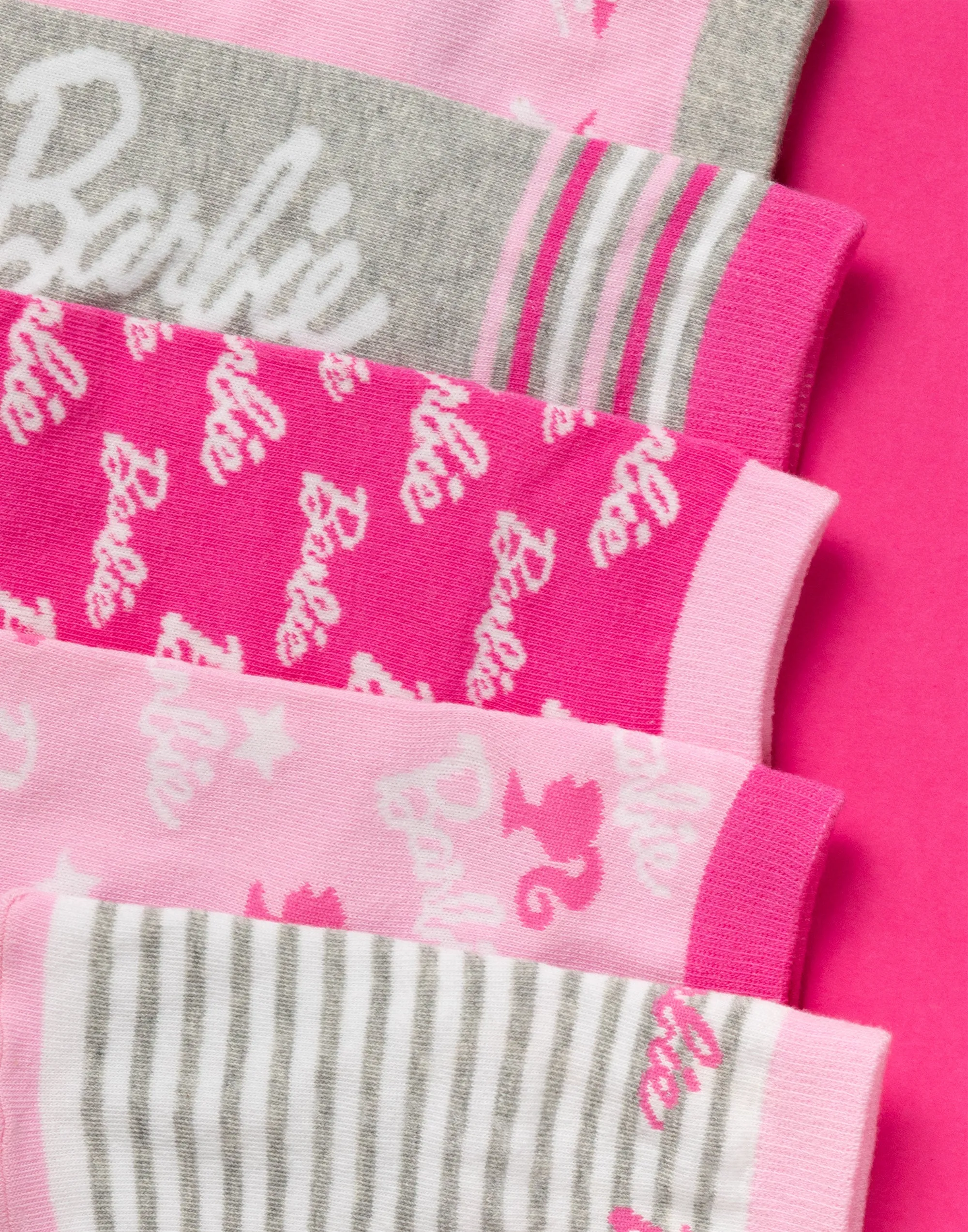 Barbie Stripe Logo Star Girls Multicoloured Calf Socks Set of 5