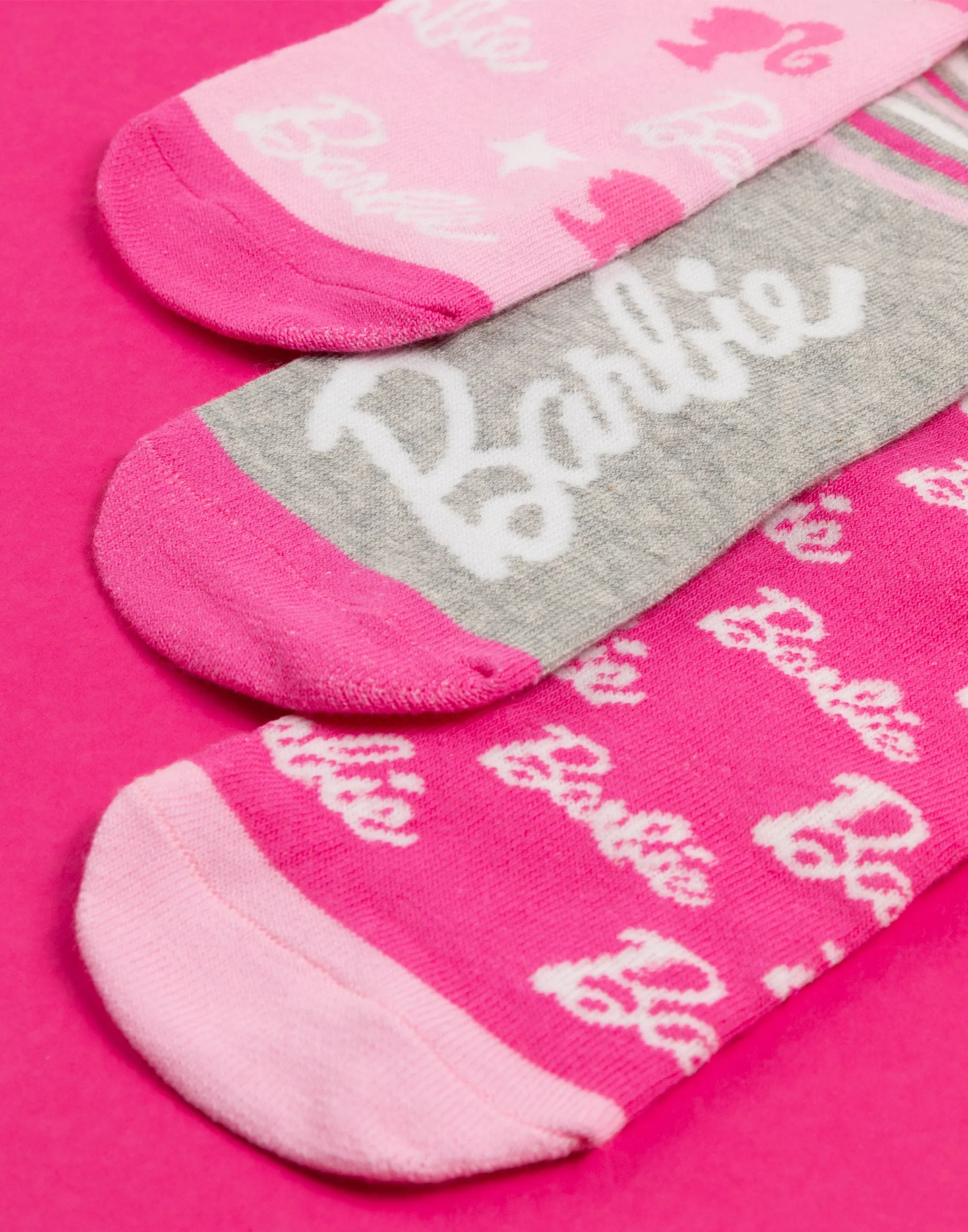 Barbie Stripe Logo Star Girls Multicoloured Calf Socks Set of 5