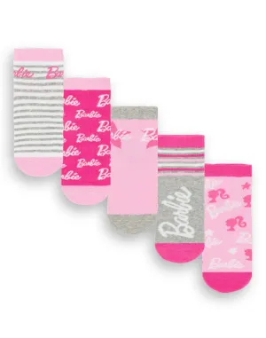 Barbie Stripe Logo Star Girls Multicoloured Calf Socks Set of 5