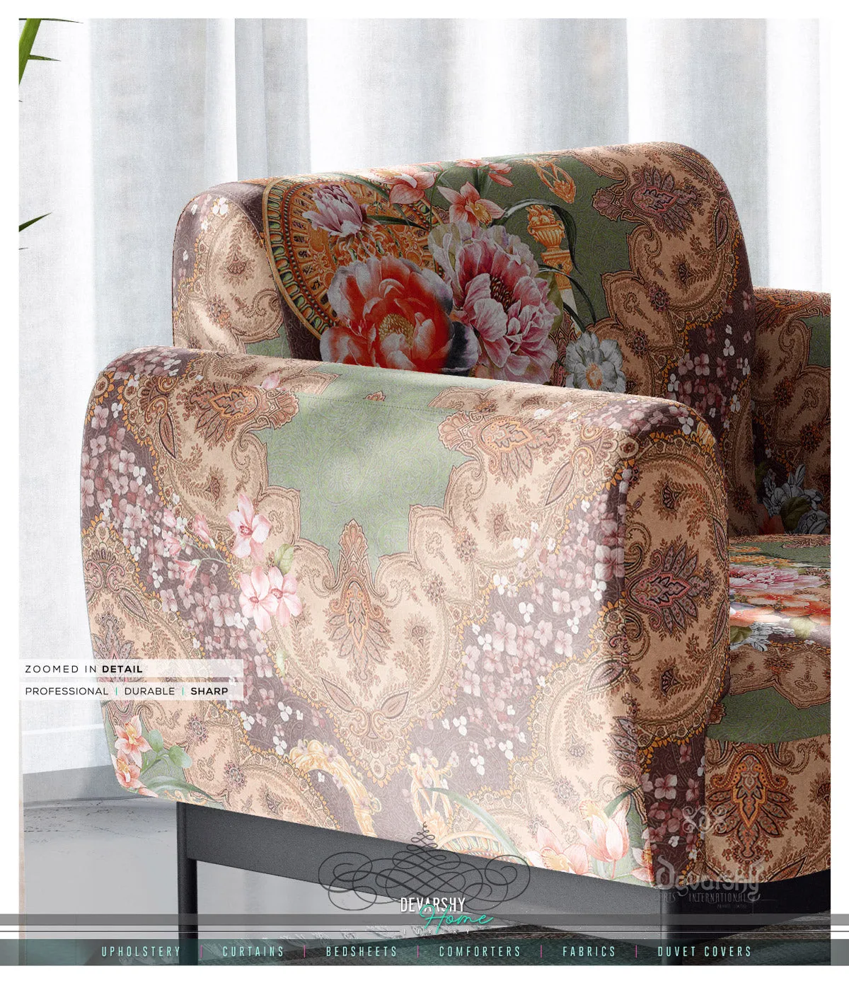 Baroque Floral Upholstery Fabric 3meters 4 Colors & 12 Fabric Options Floral Furnishing Fabrics By the Yard  | D20013