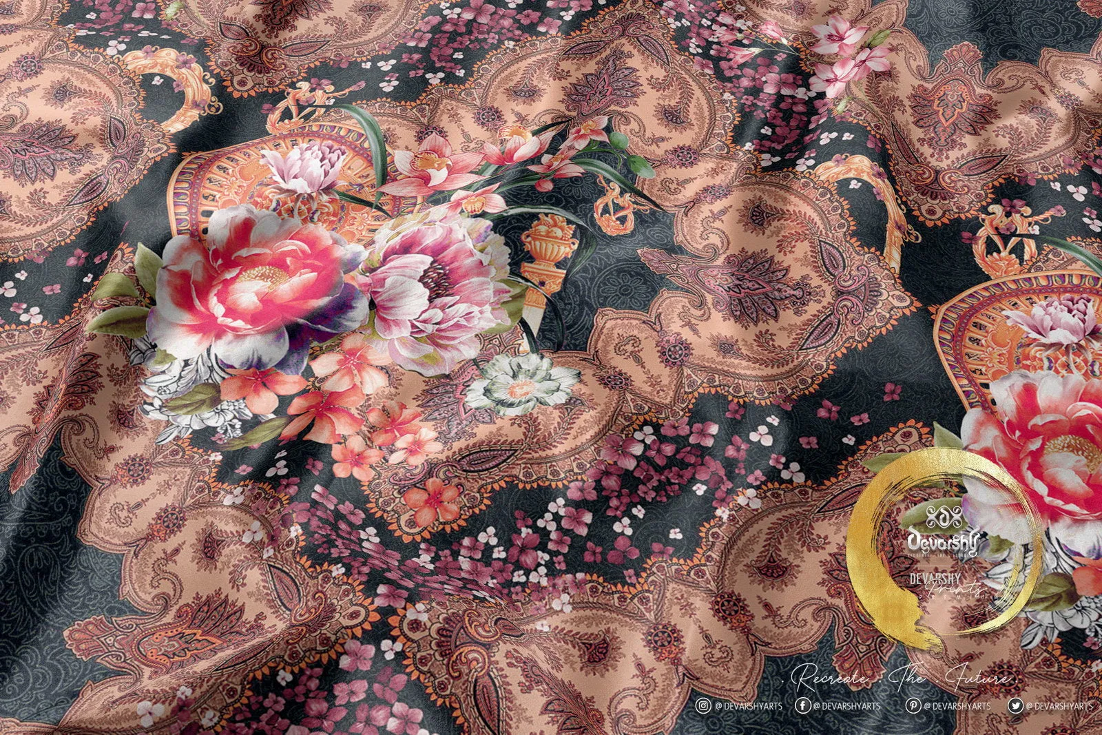 Baroque Floral Upholstery Fabric 3meters 4 Colors & 12 Fabric Options Floral Furnishing Fabrics By the Yard  | D20013