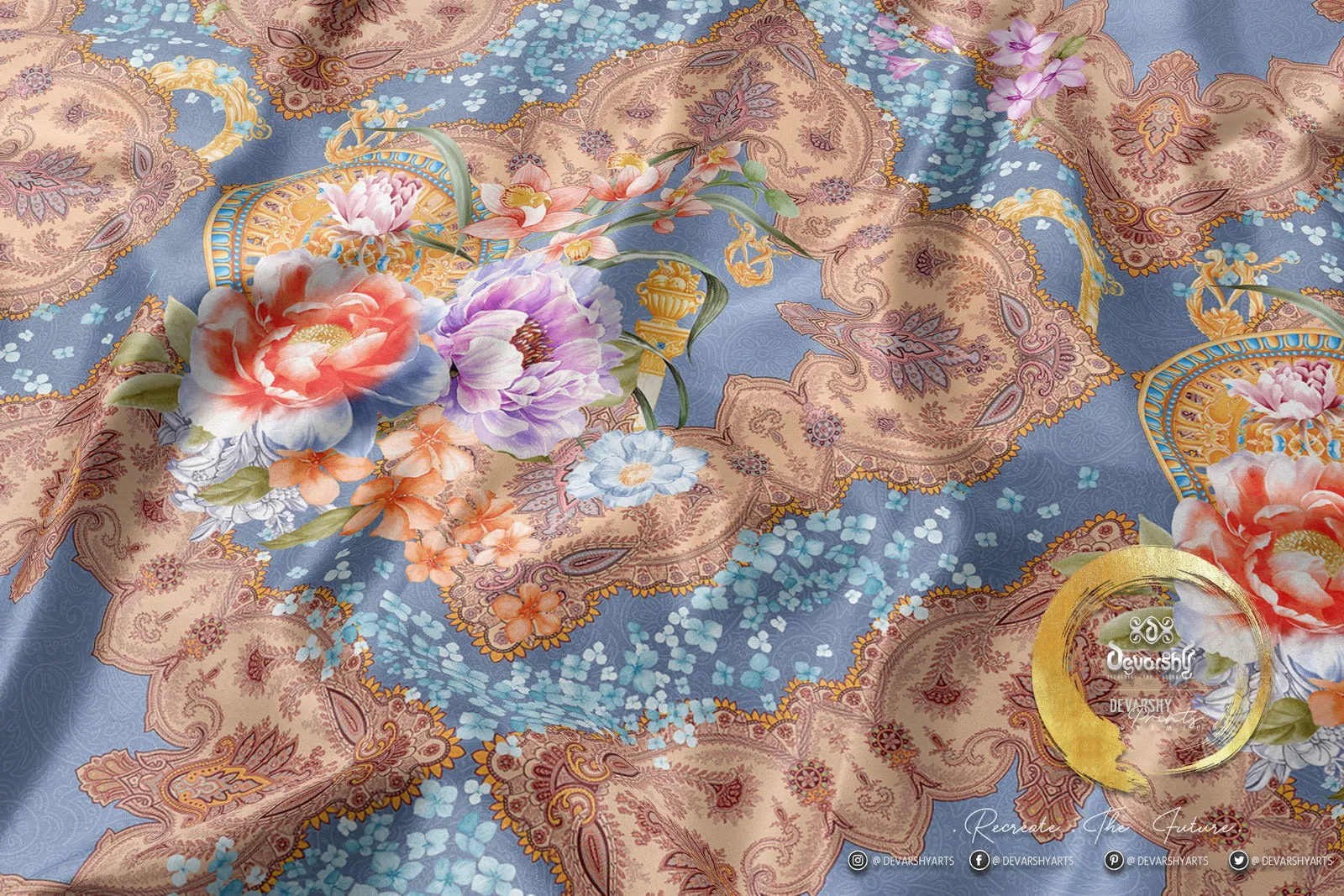 Baroque Floral Upholstery Fabric 3meters 4 Colors & 12 Fabric Options Floral Furnishing Fabrics By the Yard  | D20013