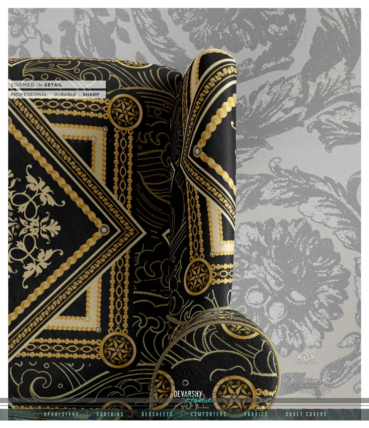 Baroque Gold Upholstery Fabric 3meters 9 Designs & 12 Furnishing Fabrics Decorative Fabric By the Yard | 021