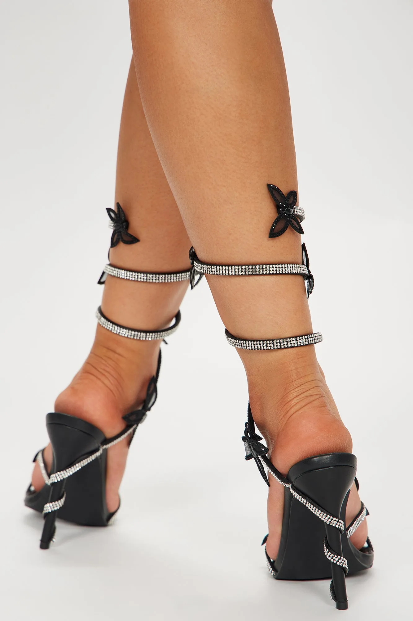 Beauty Of A Butterfly Heeled Sandals - Black