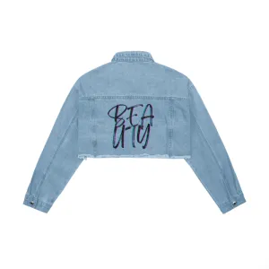 Beauty Women's Crop Raw Hem Denim Jacket