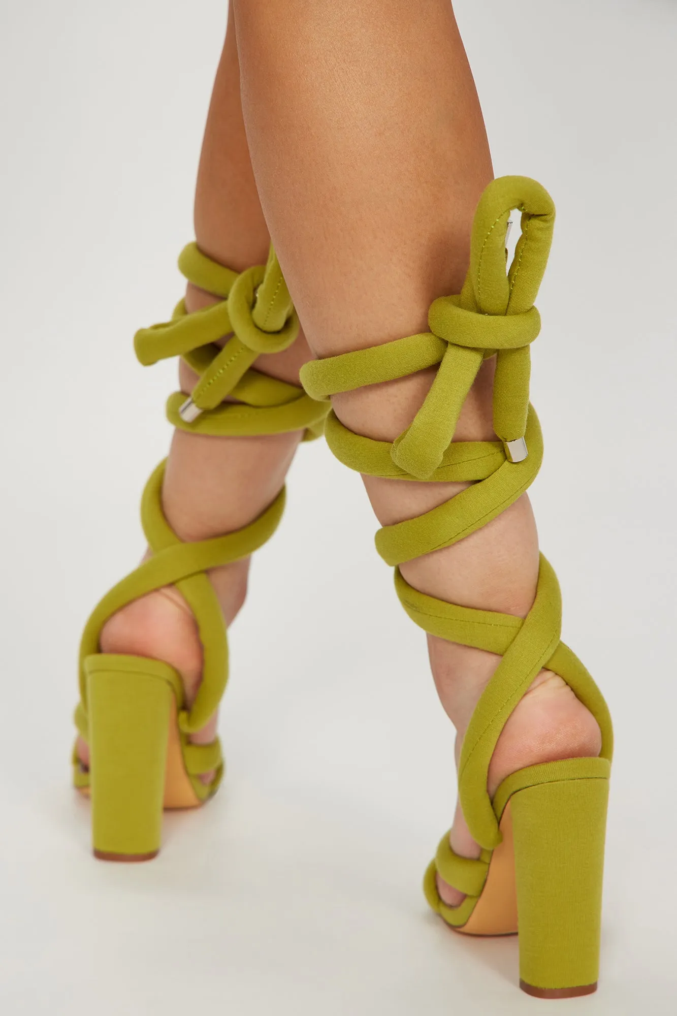 Bianca Wrap Up Heeled Sandals - Chartreuse