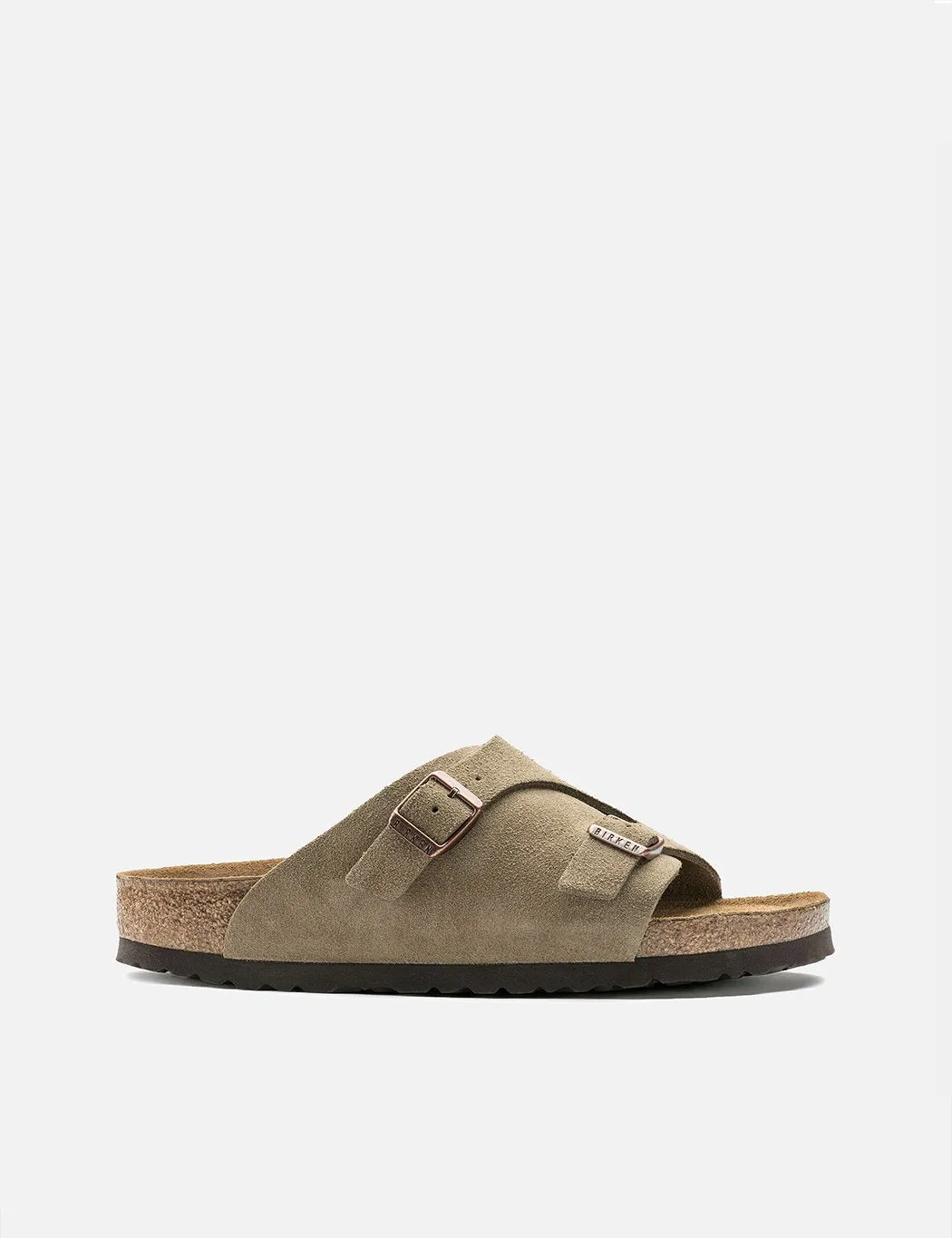 Birkenstock Zurich Suede Leather Sandal (Regular, Soft Footbed) - Taupe