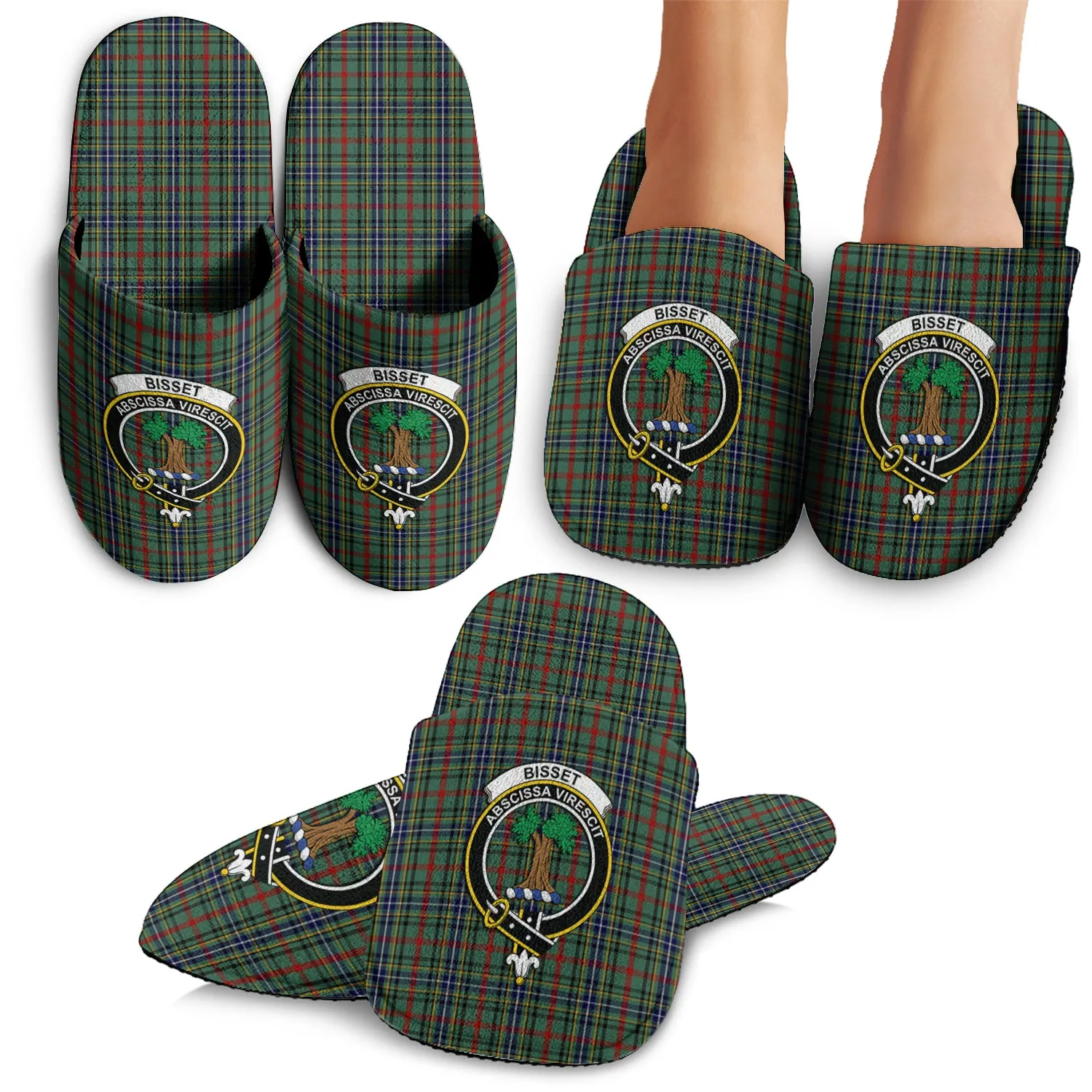 Bisset Tartan Home Slippers with Family Crest