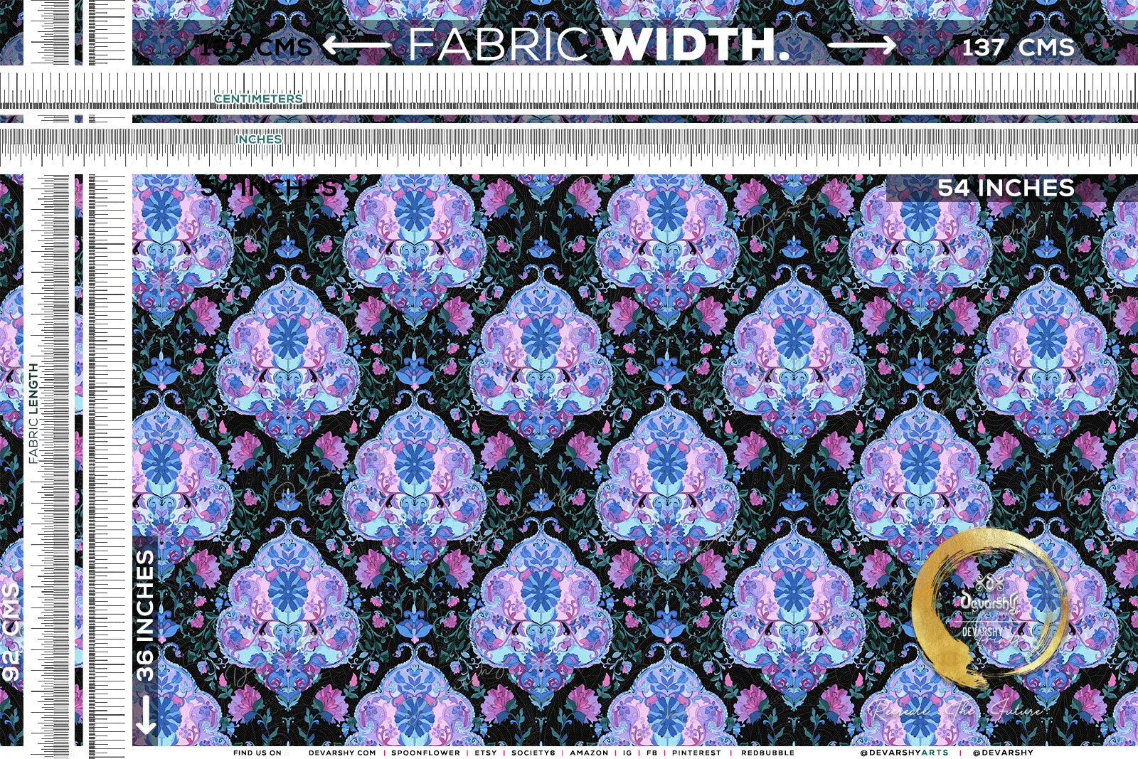 Blue Paisleys Upholstery Fabric 3meters 4 Designs & 12 Fabric Options Floral Furnishing Fabrics By the Yard | D20109