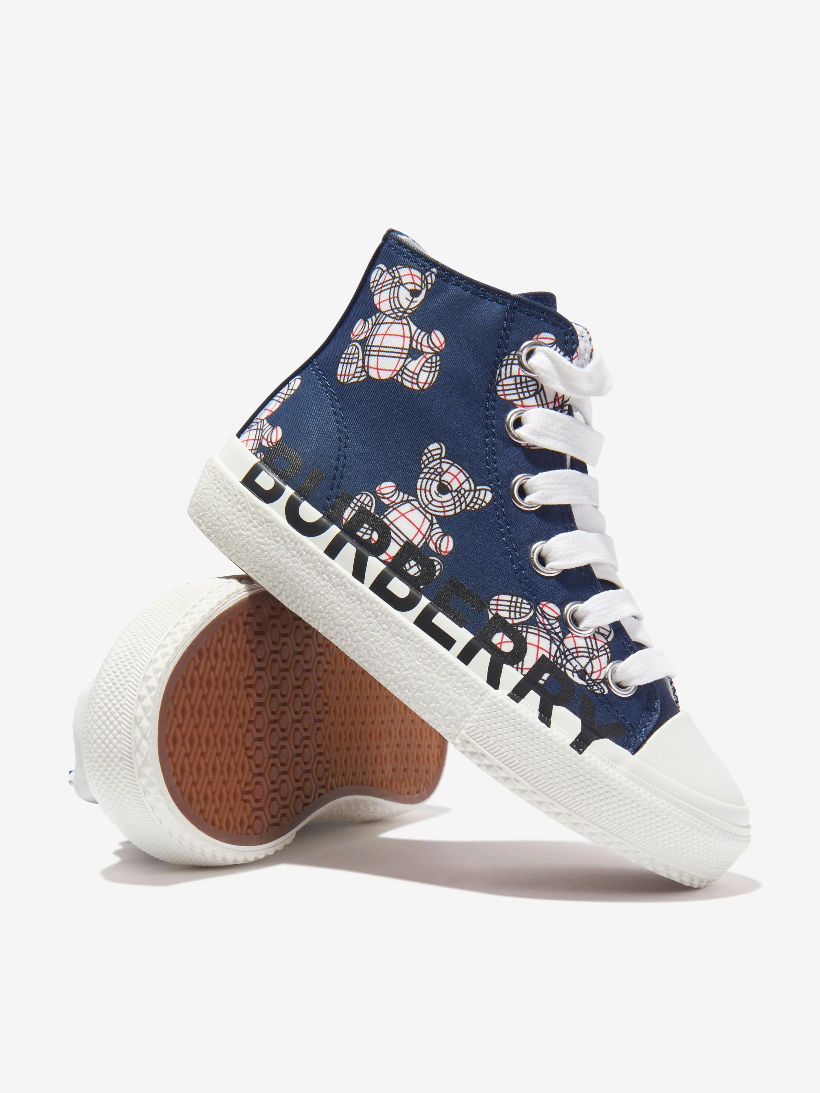 Burberry Kids Logo Print High Top Trainers