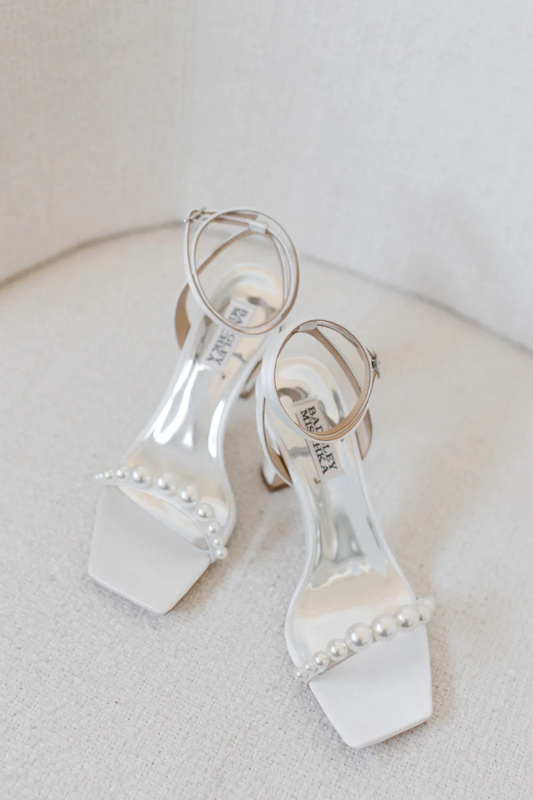 Cailey - Strappy Stiletto Sandal with Pearl Vamp - Soft White