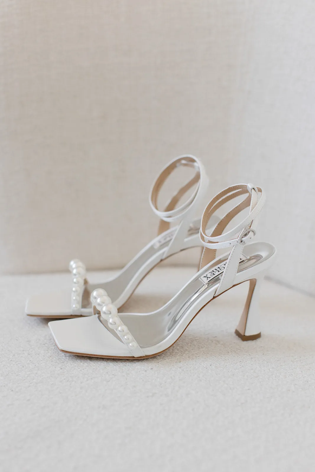 Cailey - Strappy Stiletto Sandal with Pearl Vamp - Soft White