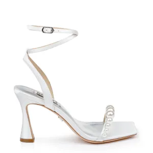 Cailey - Strappy Stiletto Sandal with Pearl Vamp - Soft White