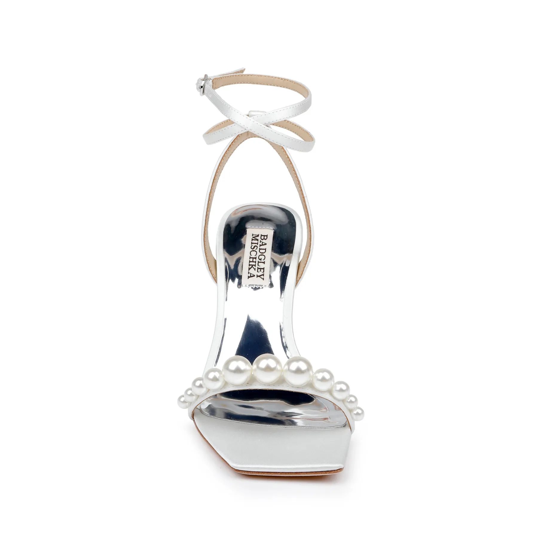 Cailey - Strappy Stiletto Sandal with Pearl Vamp - Soft White