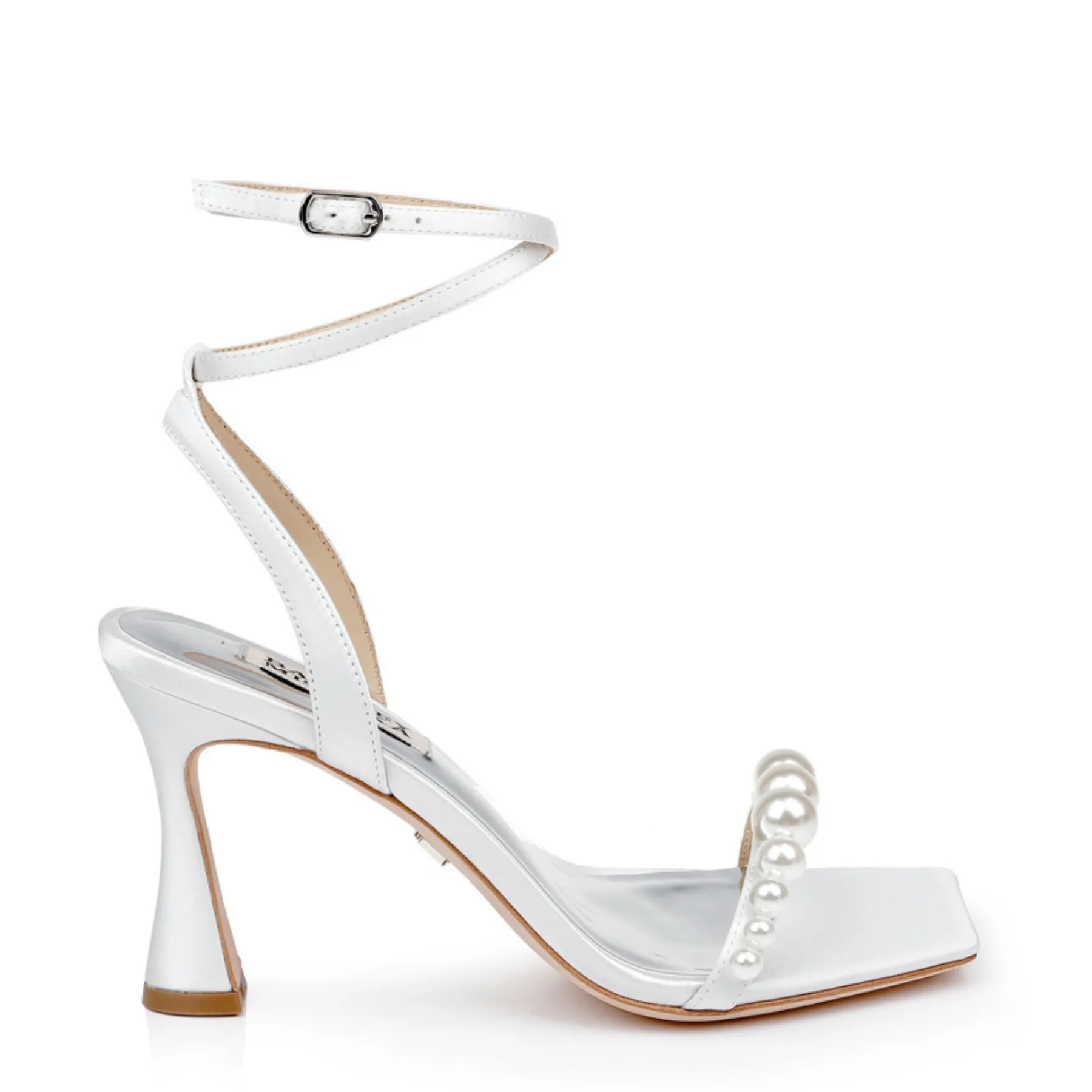 Cailey - Strappy Stiletto Sandal with Pearl Vamp - Soft White