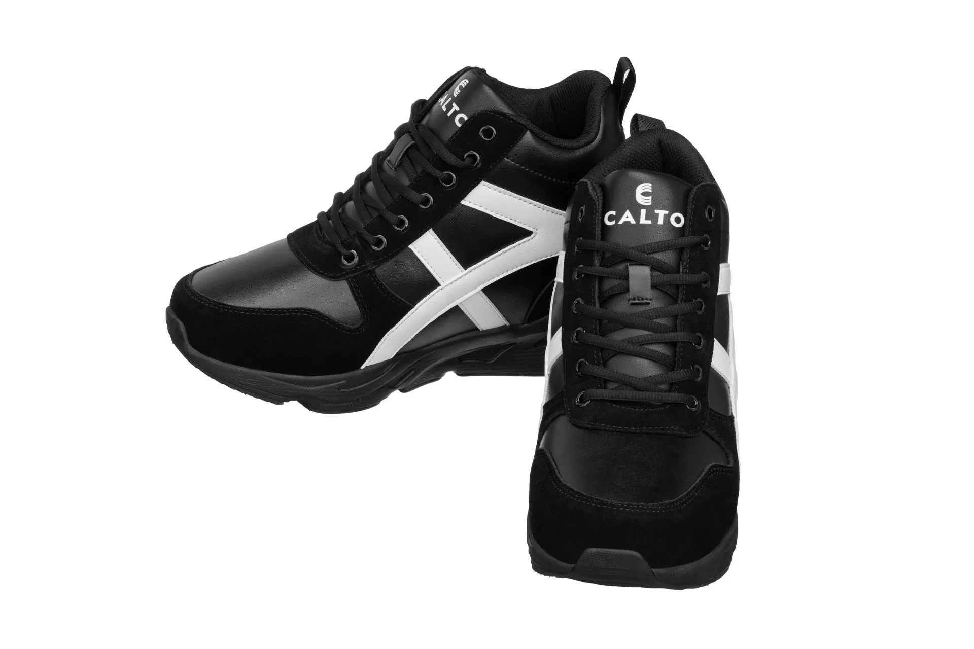 CALTO - S22783 - 3.6 Inches Taller (Black/White) - Hiking Style Boots