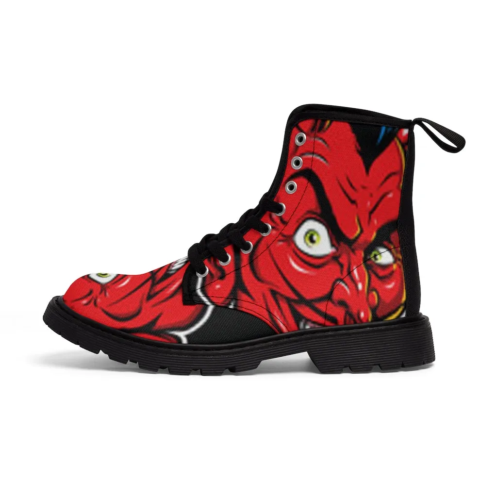 Canvas Boots  AL BLUE DESIGNED RED DEVIL