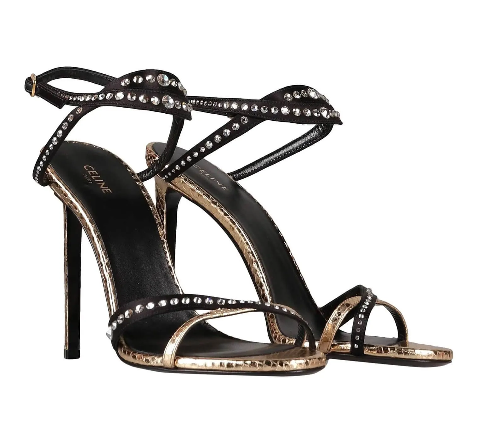 CELINE stiletto sandals, gold/black